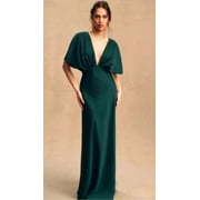 BHLDN Leila Deep-V Flutter-Sleeve Satin A-Line Gown. Sz 18W. New. Org $248