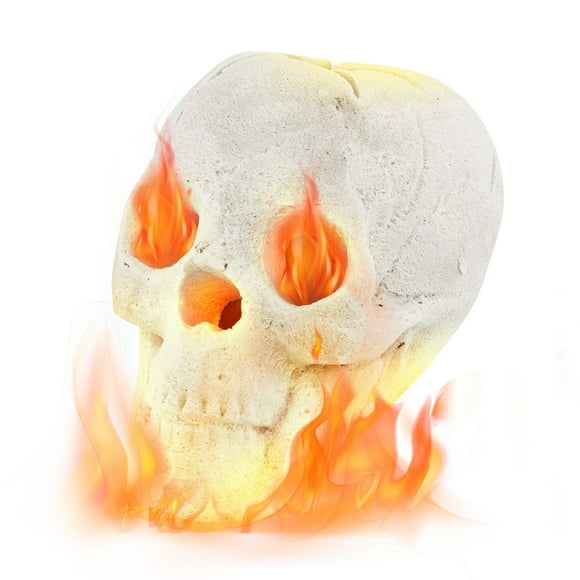 BHUIK Ceramic Fireproof Fire Pit Skull, Reusable Imitated Human Skull for Gas Fireplace, Fire Pits, Bonfires & Halloween Decoration, Heat Resistant up to 1832, Beige