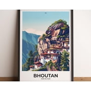BHUTAN Poster   Bhutan Travel Poster   Bhutan Art Print   Bhutan Poster   Bhutan in South Asia   izable Gift, 8x12 UNFRAMED