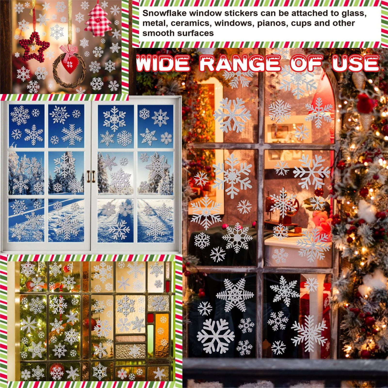 BHUYHO Christmas Stickers Christmas Decorations,6 Glass Window Window ...