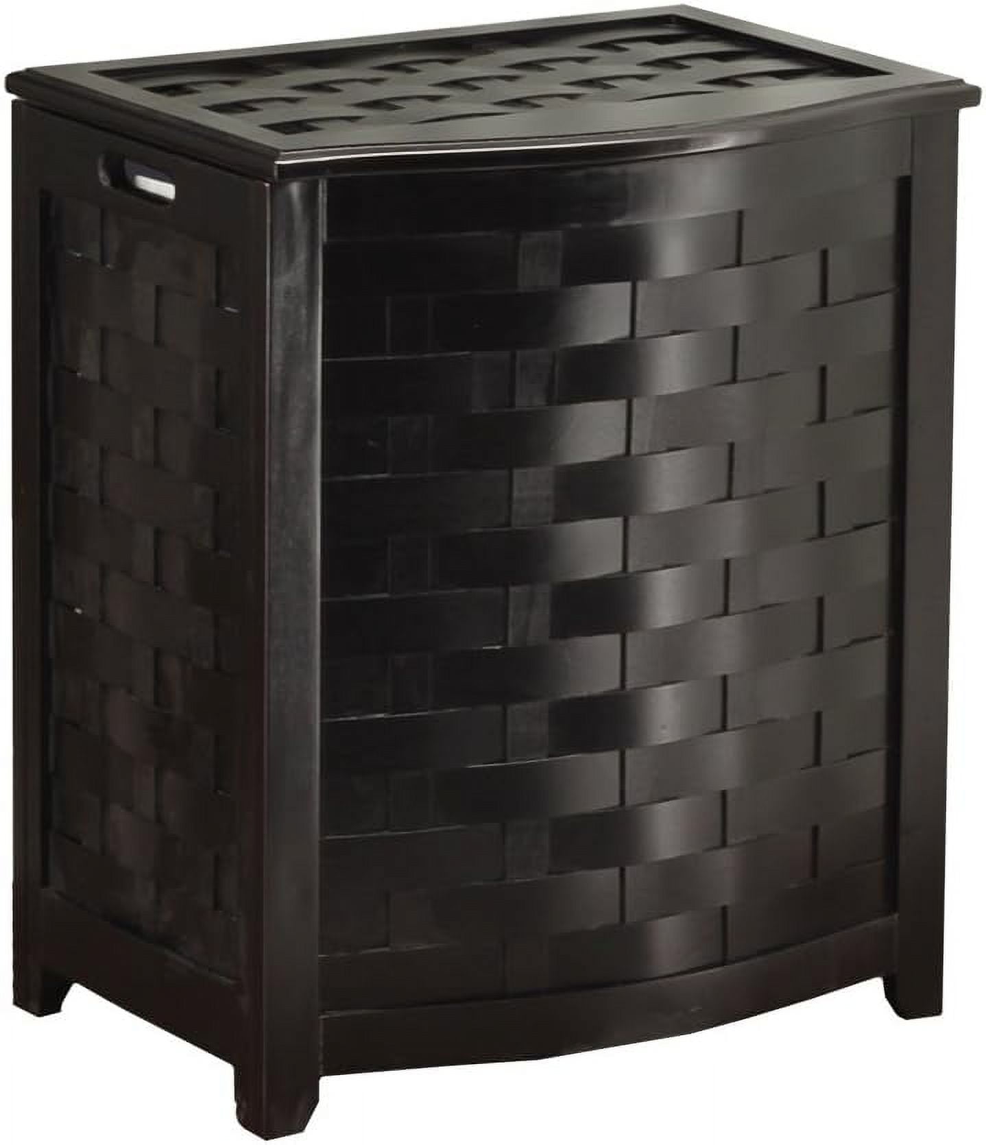 Dark Mahogany Rectangular Wood Laundry Hamper with Lid