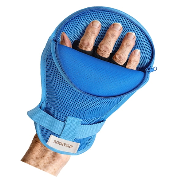 BHXANZOU Dementia Restraint Mitts - Anti-Scratch & Anti-Pull Safety Gloves for Elderly, Reusable with Finger Separation Design(2 Pcs Blue)