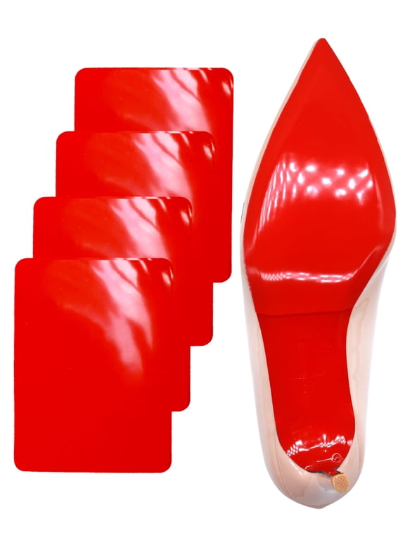 Red Bottom Shoe Protector Compatible with Christian Louboutin Shoes,Self-Adhesive Sole Guard to Protect & Restore Shoe Bottoms, Anti-Slip Replacement for High Heels (6"x4.5",Mirror Red 4Pcs)