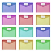 BHXYSGD 12 Pack Plastic Envelopes Poly Envelopes Sooez Clear Document Folders US Letter A4 Size File Envelopes With Label Pocket & Snap Button for Office Organization Assorted Home Supplies