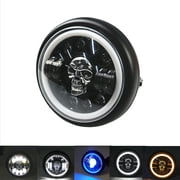BHYShop Black Motocycle Skull Side Mount Headlight For Honda CB CG GN Old School Bobber