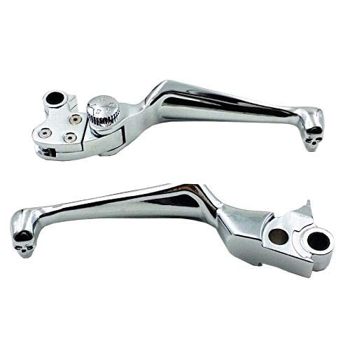 BHYShop Chrome Skull Adjustable Brake Clutch Lever for Harley Fat Boy Dyna Electra Glide Cruiser