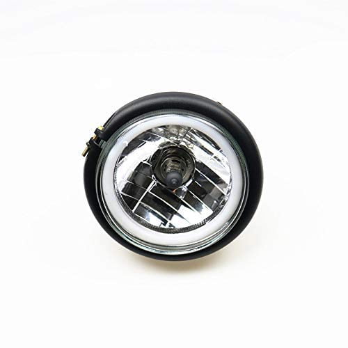 BHYShop High/Low Beam Retro Side Mount Cirle Headlight Lamp for Honda Shadow CB Kawasaki VN Suzuki GSXR Yamaha YZF Cafe Racer