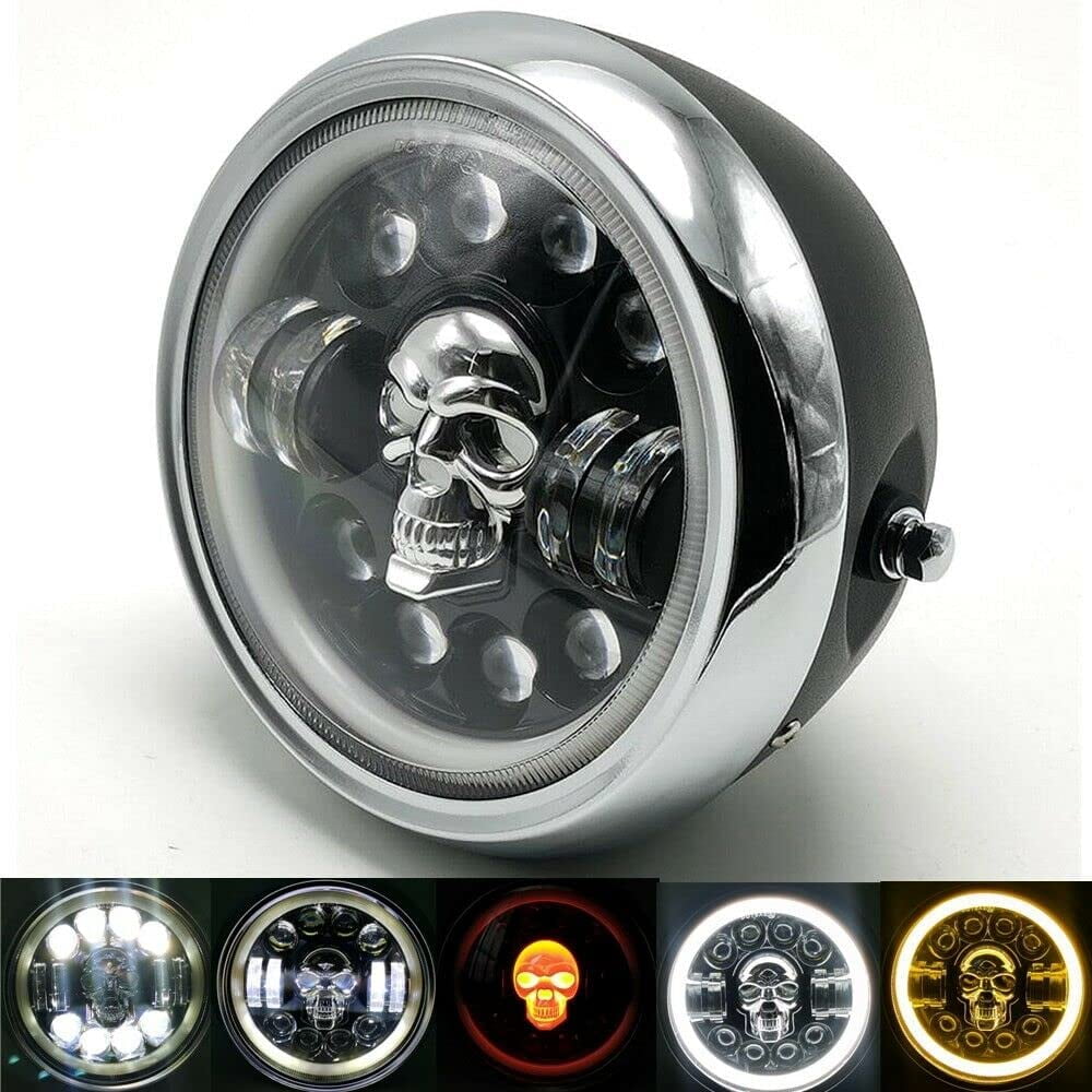 BHYShop Motorcycle Skull Side Mount Headlight For Honda Retro Vintage Cafe  Racer Cruiser, Black - Walmart Business Supplies, image size:1000x1000