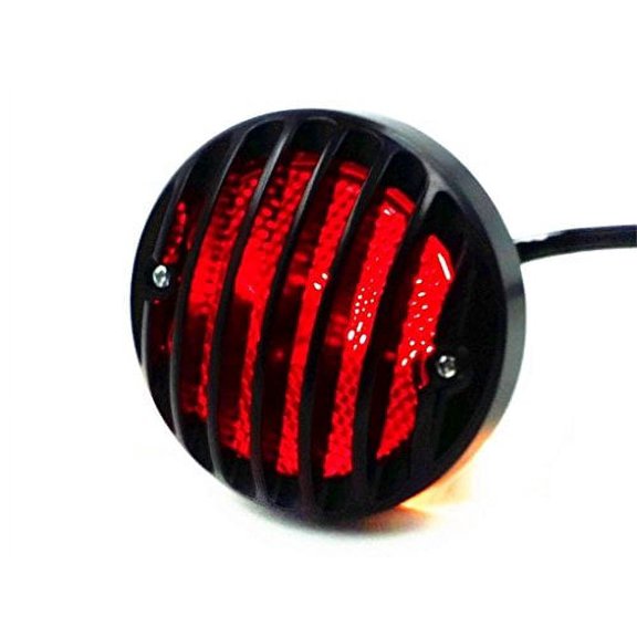 BHYShop Round 4" Grill Invader Tail Brake Light Lamp For Harley Honda CB Kawasaki Suzuki Yamaha Sportster Bobber Cruiser Chopper XL Rat Vintage Retro Hot Rod Duo Cafe Racer