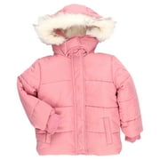 BHIP CLOTHING BHip Girls’ Puffer Coat with Faux Fur Trim Hood, Sizes 4-16