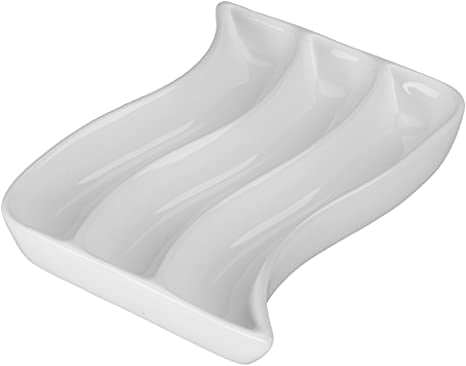 White Ceramic Wavy 3-Ounce Serving Dish