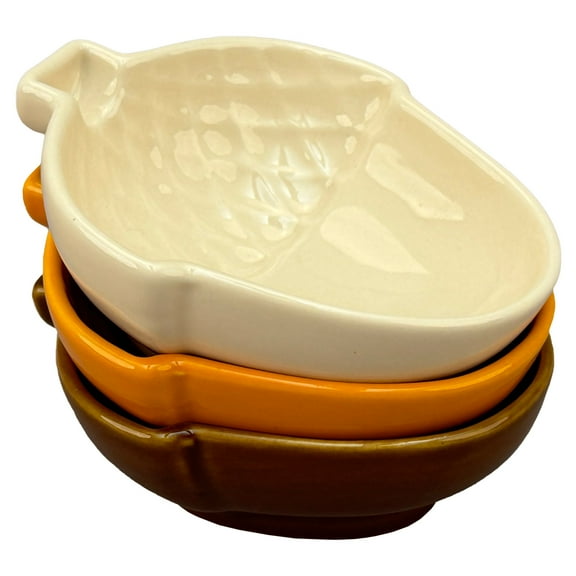 BIA Cordon Bleu Harvest Collection Acorn Bowls, Set of 3 - Assorted Fall Colors, Stackable 4oz Mini Dishes - Stoneware Acorn-Shaped Bowls for Seasonal Entertaining, Ideal for Gifts & Autumn Decor