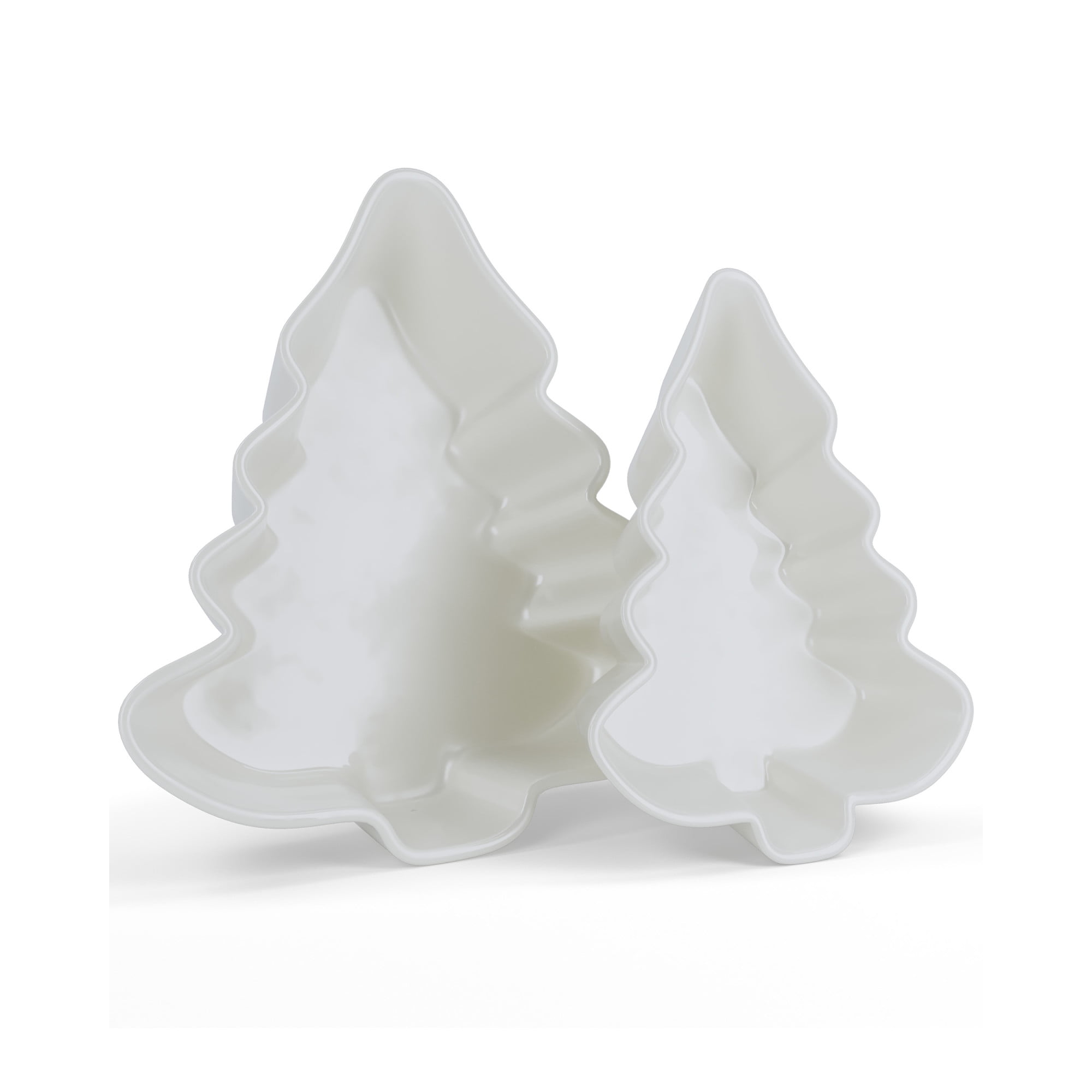 BIA Cordon Bleu Holiday Tree Bowl Set, 12oz & 6oz - Nesting Stoneware Bowls, Stackable Serveware for Snacks & Desserts - Decorative Christmas Table Accent, Dishwasher Safe - Great Gift for Parties