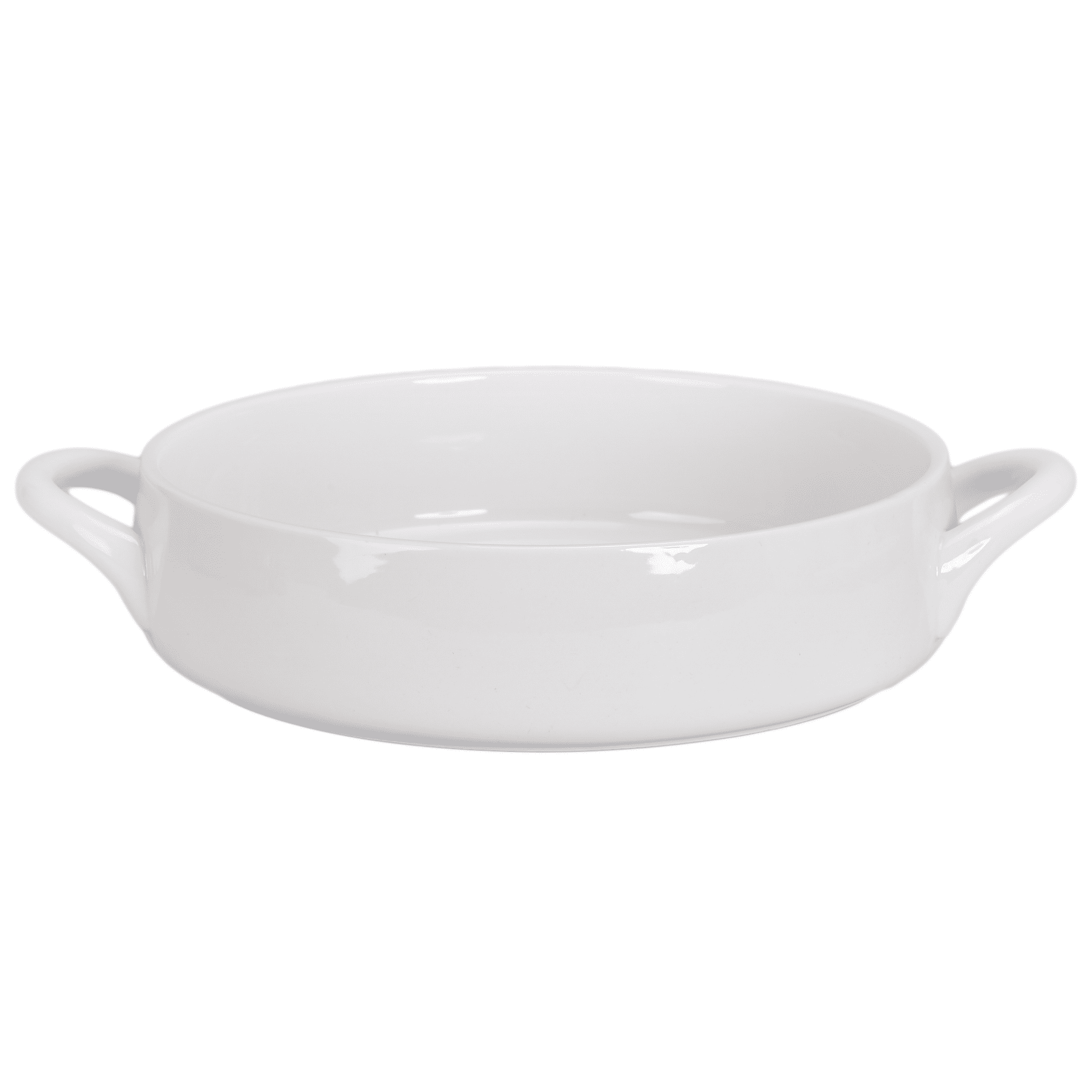 White Porcelain Round Baker Dish with Handles, 3.5-Quart