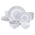 thumbnail image 1 of BIA Cordon Bleu Stoneware, Arabesque, 16-Piece Dinnerware Set Double Bowl, Gray and White, 1 of 9