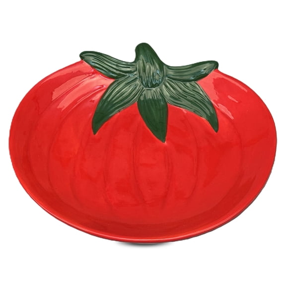 BIA Vegetable Plate, Tomato Shaped Lead-Free Ceramic Serving Dish (8.25" x 7.55") - Decorative Salad & Appetizer Plate for Entertaining, Everyday Meals & Kitchen Table Decor, Dishwasher Safe