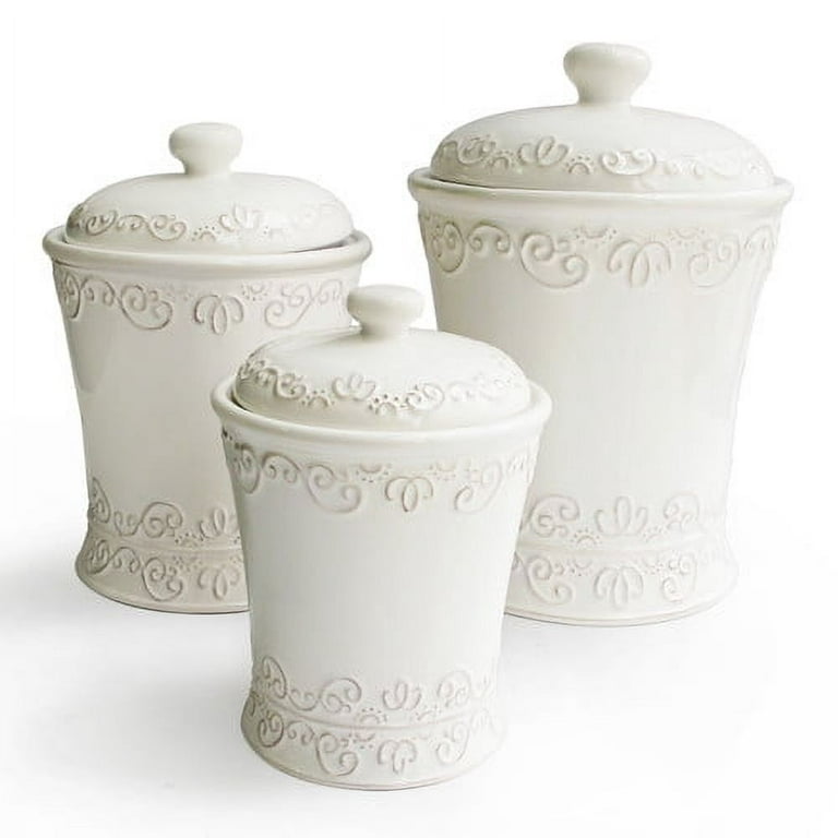 Ceramic Poppy Cookie Jar Canister Stash Jar Made in Japan, White