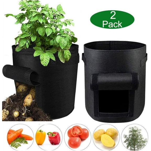 BIANRY BARN Grow Bags,Garden Plant Bag,Heavy Duty 400G Thick Fabric Container/Aeration Pots with Handles for Potato/Onion/Tomato/Flower Planting Growing Bags (10 Gallon)