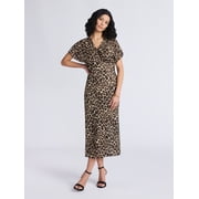 Sofia by Sofia Vergara Women's and Women's Plus Bias Cut Midi Dress with Short Sleeves, Mid Calf Length, Sizes XS-4X
