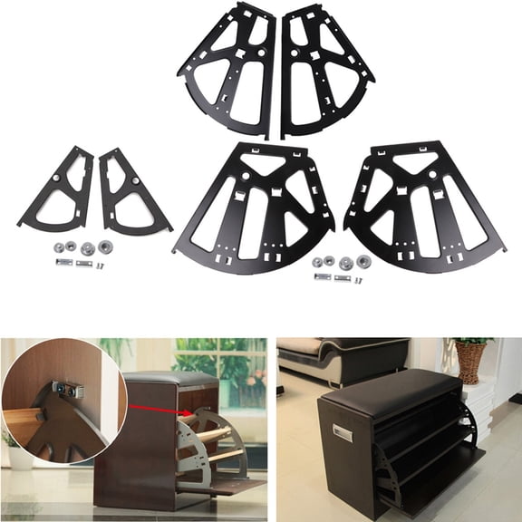 BIBABLYKE 1 Pair Shoes Cabinet Hinges Flip Frame Movable Turning Rack Replacement Fittings for Kitchen Living Room Porch