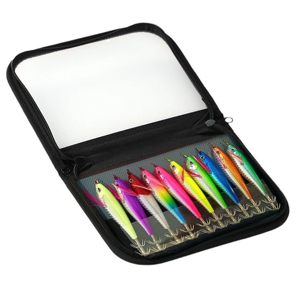 BIBABLYKE 10Pcs Luminously Squid Jigs Hook Fishing Lures Baits Cuttlefish Sleeve Squid Jigs Saltwater Hard Night Fishing Baits