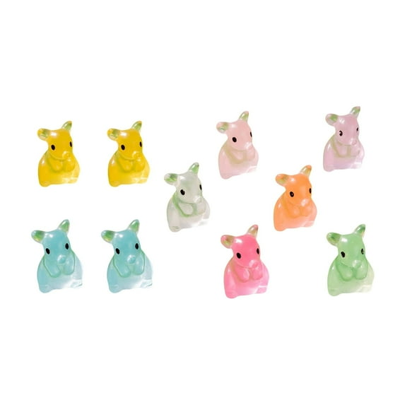 BIBABLYKE 10pcs Glow In The Dark Small Mouse Figurines, Assorted Color Resin Animal Statues for Crafts and Decorations