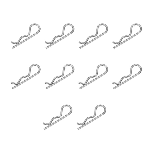 BIBABLYKE 10pcs R Shaped Spring Cotter Pins Assortment set Steel Hairpin Clips Spring Cotter Pins set for Hitch Pin Lock Systems
