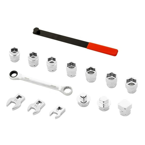 BIBABLYKE 15Pcs Automotive Idler Pulley Adjustment Wrench Set for Belt Tensioning Car Repair with Extension Rod Repair Tool