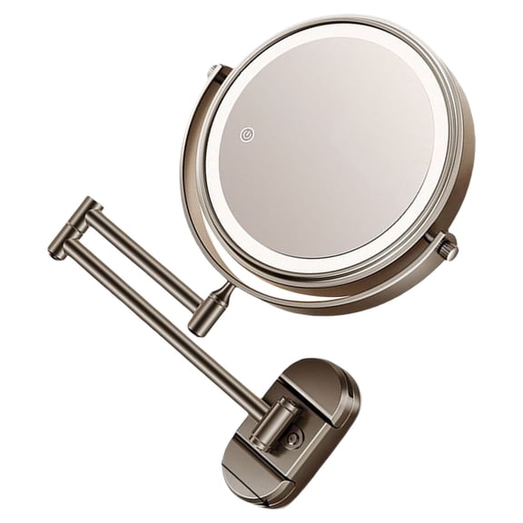BIBABLYKE 360 Degree Rotating Wall Mounted Makeup Mirror With Adjustable and LED Light Double Side Magnification Designs