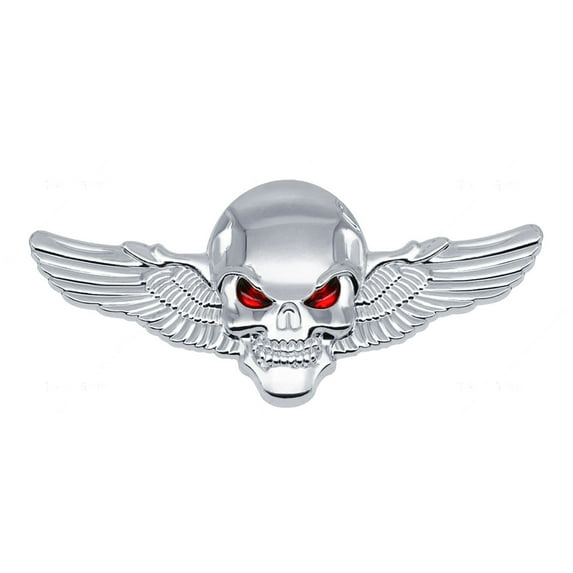 BIBABLYKE 3D Skeleton Skull Wing Emblems Metal Badge Car Badge Sticker Car Grill Body Trunk Badge Sticker Decal