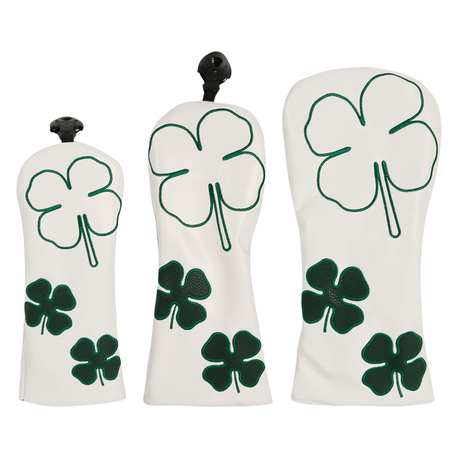 BIBABLYKE 3Pcs Leaf Pattern Fairway Wood Headcover Waterproofs PU Leather Golfs Club Head Cover Replacement Driver Headcover