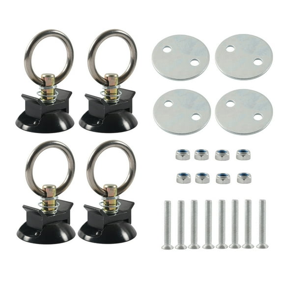 BIBABLYKE 4 Sets Tie Down System Round Tie Down Anchors Point Kit with Round Rings for Truck Beds or Trailer to Tie Down ATV