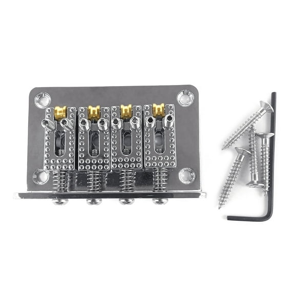 BIBABLYKE 4 String 60mm Guitar Tail Pipe Fixed Hardtail Roller Bridge Top Load Guitar Bridge Tailpiece for Electric Guitars