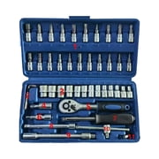 BIBABLYKE 46 in 1 Auto Repair Tool Set Mechanic Hand Tool Kit Drive Ratchet Wrench Set Socket Hex Bit for Vehicle Maintenance