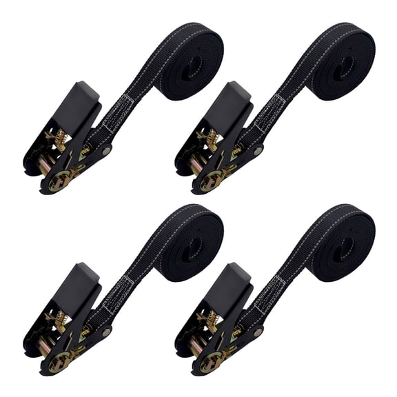 BIBABLYKE 4pc Lashing Strap with Ratchet 800kg(1700lbs) Tensile Force Cargo Tie Down Strap Reflective Roof Rack Cinchs Strap 4M/6M
