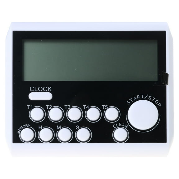 BIBABLYKE 5 Channel Digital Kitchen Timer with Clock & Large LCD Cooking Timer with Magnetic Stand Efficient Countdowns Timer