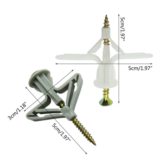 BIBABLYKE 50 Pcs Expansion Drywall Anchors for Butterfly Shape Anchors Pierced Special for Nylon Plastic Gypsum Board Durable
