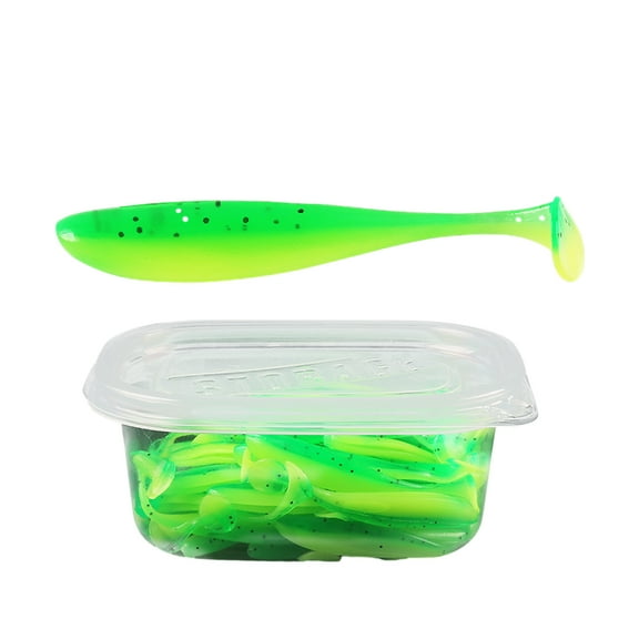 BIBABLYKE 50 Pcs Paddle Tail Swimbaits Lures Soft Silicone Fishing Lures Artificial Swimbaits for Freshwater and Saltwater