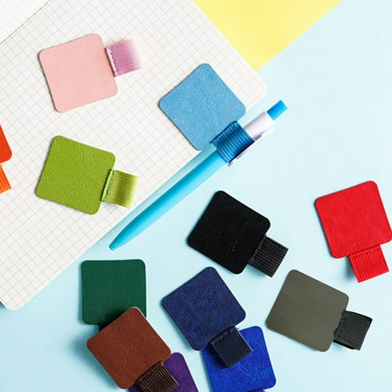 BIBABLYKE 5Pcs/Set Auto-Adhesive Leather Mixed Color Pen Loop Elastic Pen Holder,Pen Loop Holder,Elastic Band for Notebooks, Diaries, Calendars