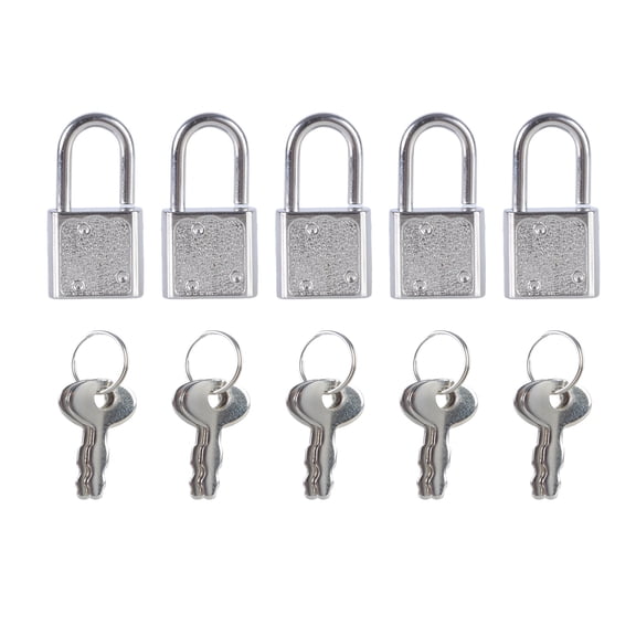 BIBABLYKE 5Pcs Zincs Alloy Padlock Portable Suitcases Locker Securing Lock Small Luggage Box Lock With Key Diary Padlocks Key Lock
