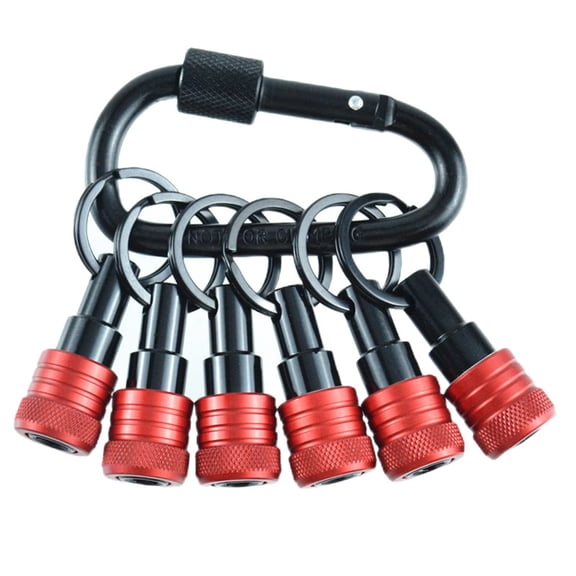 BIBABLYKE 6Pcs Bit Holder Key Chain 1/4inch Portable Drill Holder Carabiner Hook Hex Shank Bit Holsters Quick Changing Bit Holder