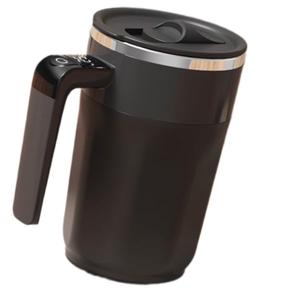 BIBABLYKE Automatic Stirring Mug LED Temperature Display Rechargeable Rotating Magnetic Coffee Mixing Cup for Office Home Use