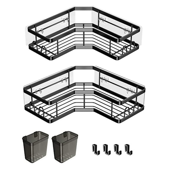 BIBABLYKE Bathroom & Shower Storage Solution Space Saving Rack Adhesive Shower Shelf Corner Rack Efficient & Functional Shelf