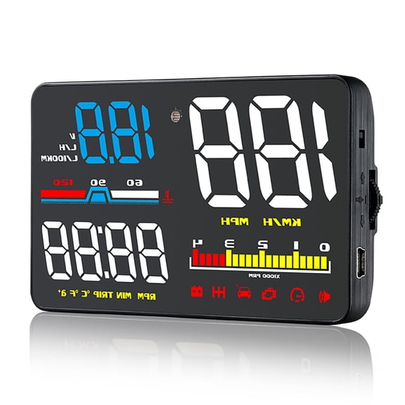 BIBABLYKE D5000 Car Speedometer Tachometer Windshield Projector Meter Electronic Speedometer Real time Vehicle Monitoring & Safe