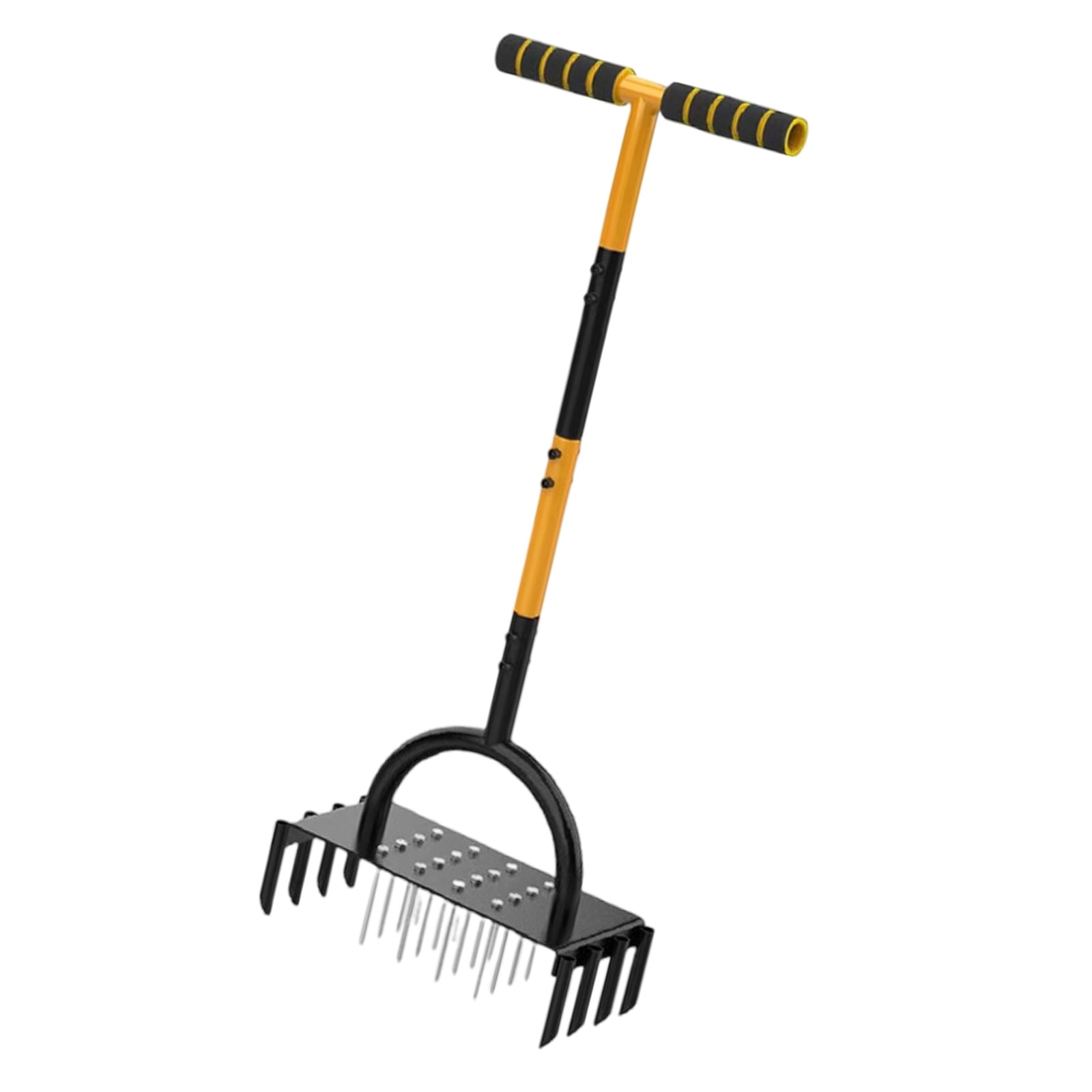 BIBABLYKE Efficient Manual Lawn Aerator Tool T Handle Design with 16 Soil Spikes for Garden and Yard Soil Aeration Tool