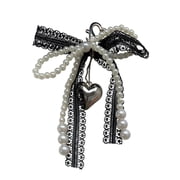 BIBABLYKE Elegant Lace Bows Keychain With Faux Pearls Detail For Women Girls Fashionable Bag Accessory Gift Alloy Keyring