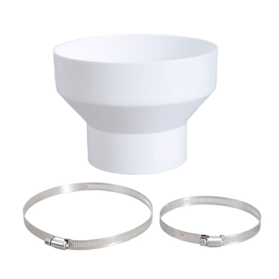 BIBABLYKE Exhaust Hose Adapters 150 to 100 mm Includes 2 Metal Clamps for Ventilation Systems and Round Pipe Connection Use