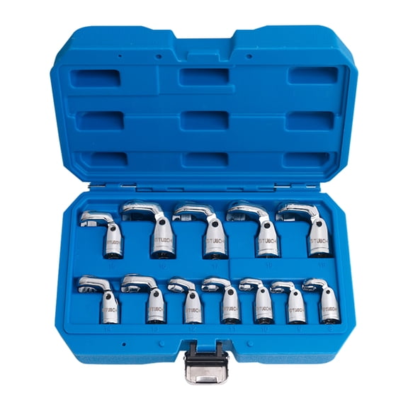 BIBABLYKE Flare Nut Wrench Spanner Car Service Set Rotation Jaw Secure Grip for Brake Line, Mechanic Workshop Automotive Hand Tool