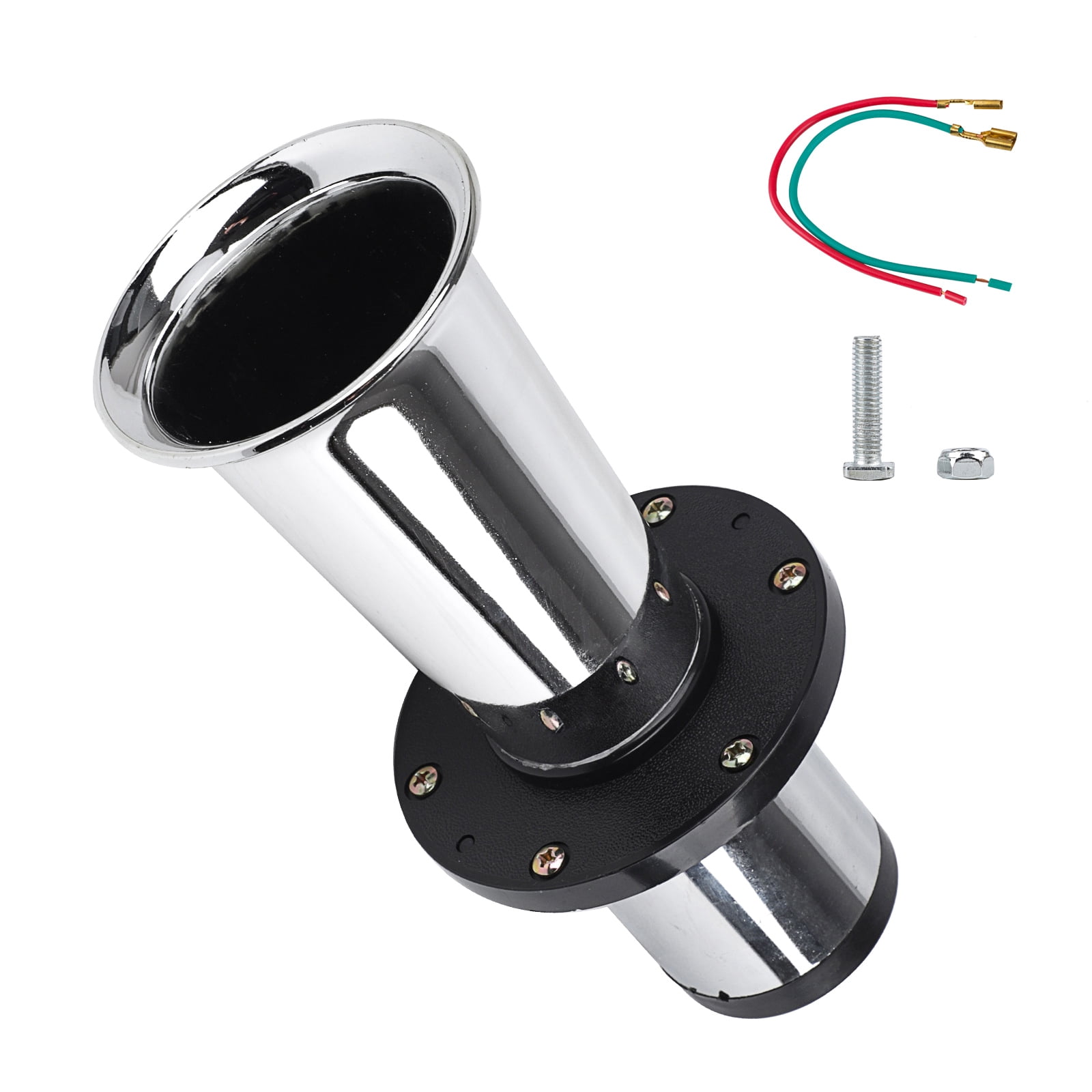 BIBABLYKE Horn Train Horn for Truck/Car Air Horn Chromes Plated Trumpet Super Loud 110dB for 12V Car Truck Motorbike Boats