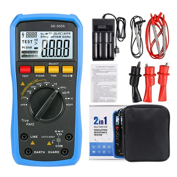 BIBABLYKE Insulation Resistance Tester 2000V Megohmmeter & Digital Multimeter ABS Resistor Meter for Voltages Measurement